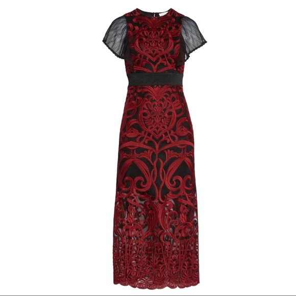 Foxiedox Red and Black Embroidered Dress Sz 2 New! - Picture 4 of 16